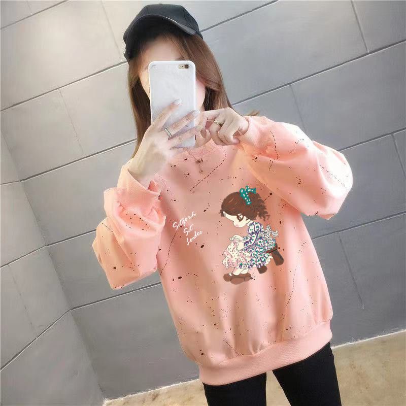 Áo Sweater Tay Dài Dáng Rộng In Họa Tiết Hoạt Hình Phong Cách Hàn Quốc Thời Trang Mùa Thu Cho Nữ C9560 [40-150KG]