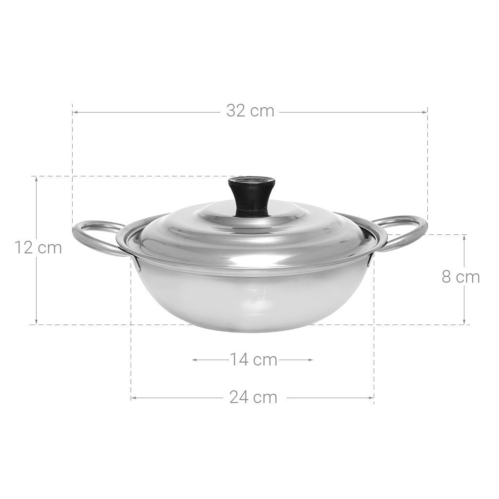 Nồi Lẩu 24cm Nắp Inox Rainy RNL24-1DI4 Chất Liệu Cao Cấp Sử Dụng Được Bếp Hồng Ngoại Bếp Gas