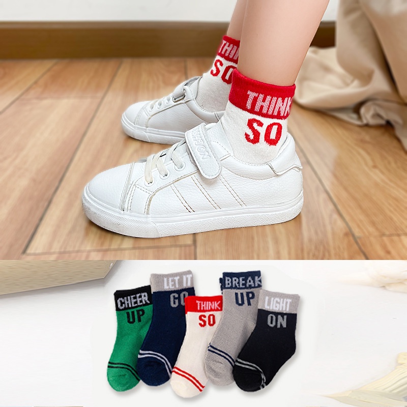 Vớ Cotton Thể Thao In Chữ Thời Trang Xuân Hè Cho Bé