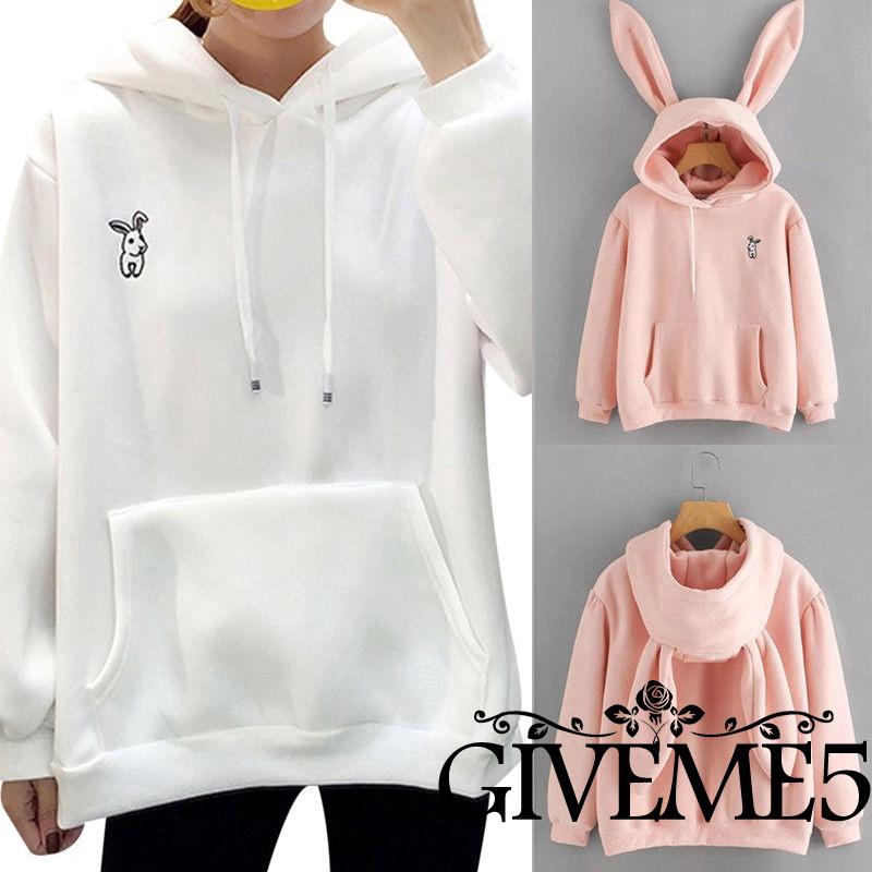 Áo hoodie tai thỏ dễ thương cho nữ