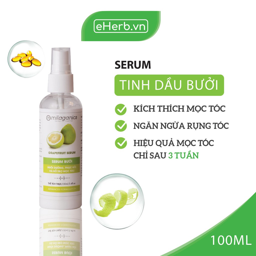 Combo 2 Serum Bưởi Ngừa Rụng &amp; Kích Thích Mọc Tóc Từ Tinh Dầu Bưởi Nguyên Chất MILAGANICS 100ml (Chai)