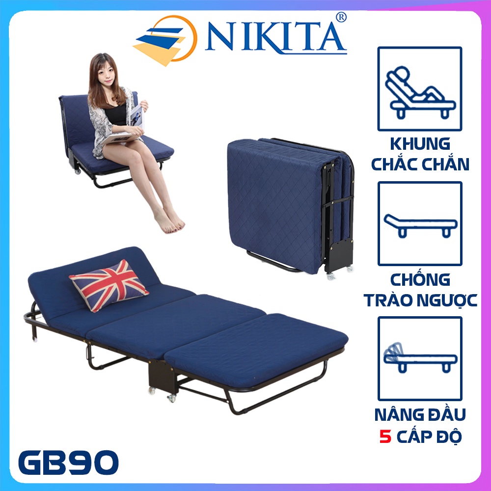 [Mã LIFEBKA5 giảm 10% tối đa 1 Triệu đơn 500k] Giường ngủ gấp gọn NIKITA màu xanh nhiều kích thước nhỏ gọn, tiện lợi.