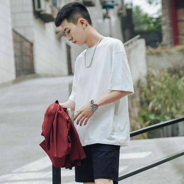 Áo Thun Trắng Trơn Oversize Unisex