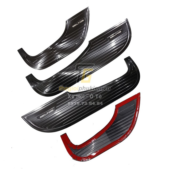 Ốp chống xước Tapli cánh cửa cacbon xe Kia Seltos 2020- 2021- 2022 vân Carbon cao cấp