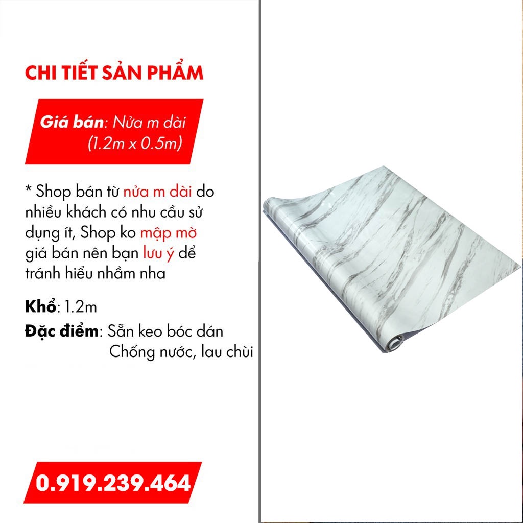 Giấy dán tường bếp decal giả đá hoa cương 3D chịu nhiệt chống nước chống dầu mỡ dễ dàng lau chùi khổ