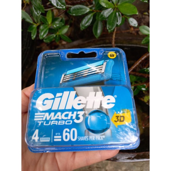 Hộp 4 lưỡi dao cạo râu Gillette Mach 3 turbo (đầu cạo 3 lưỡi kép)