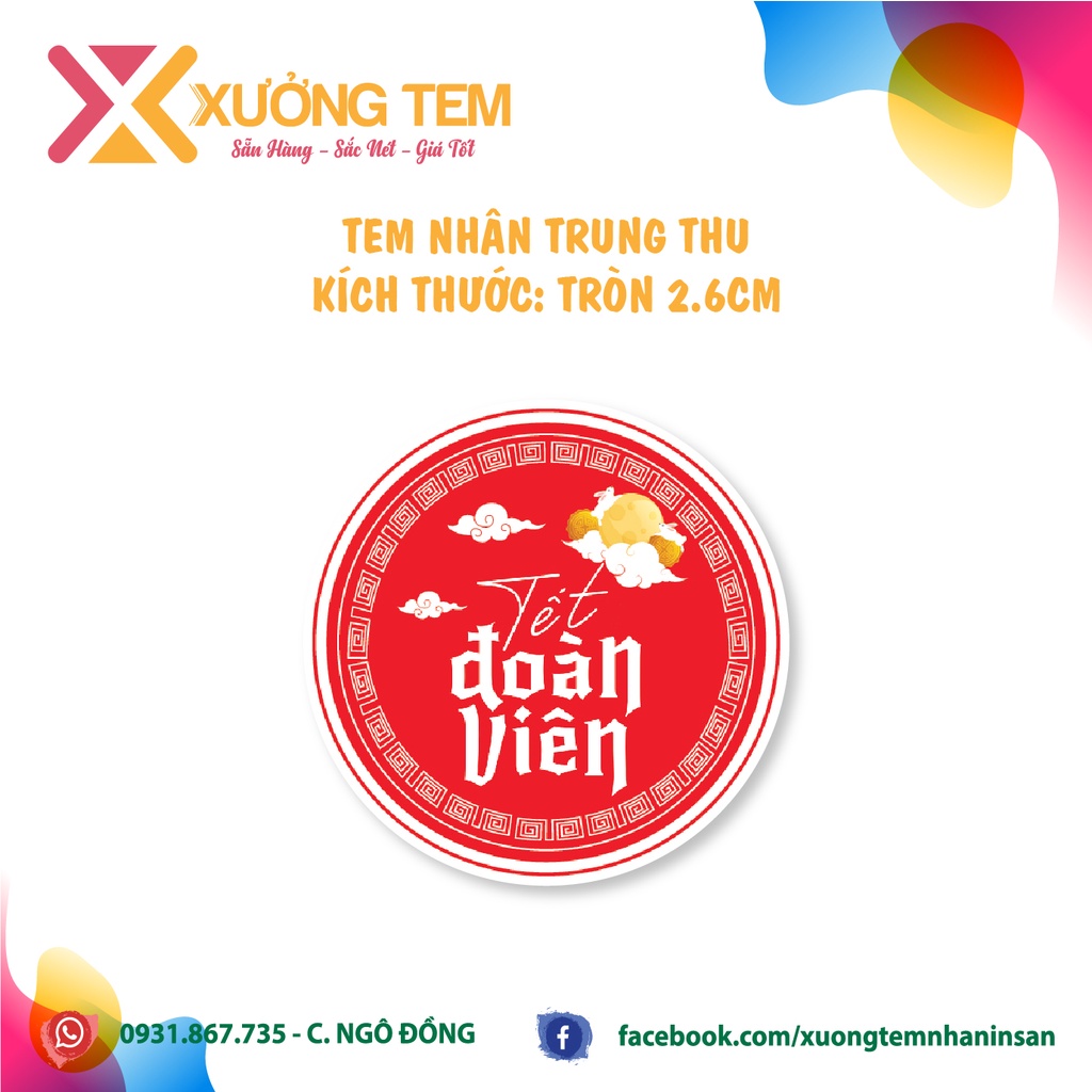 500 Tem Dán, Nhãn Nhân Trung Thu Mới 2022-Cán Bóng Đẹp