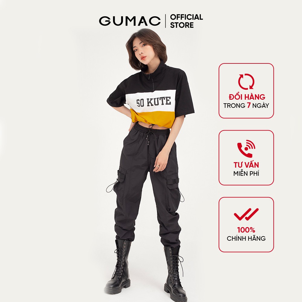 [Mã WABRGB11 giảm 10% đơn từ 250k] Áo thun nữ phối dây kéo GUMAC phong cách unisex năng động ATB461 | BigBuy360 - bigbuy360.vn