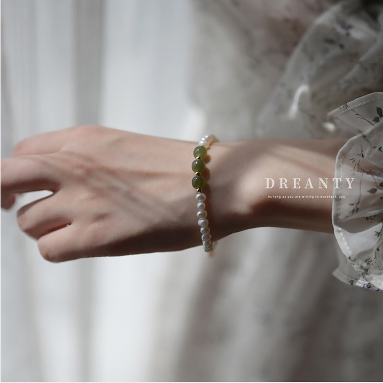 Vòng Tay Chuỗi Hạt Ngọc Trai Mạ Vàng Thật Thời Trang Pháp Cổ Điển Cho Nữ