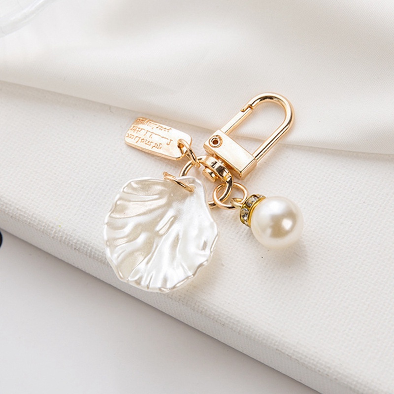 Korean Fashion Shell Pearl Key Chain Bag Charms Key Ring Trinket Airpods Key Accessories Cute Heart  Couple love Keychain Women Girl Gift
