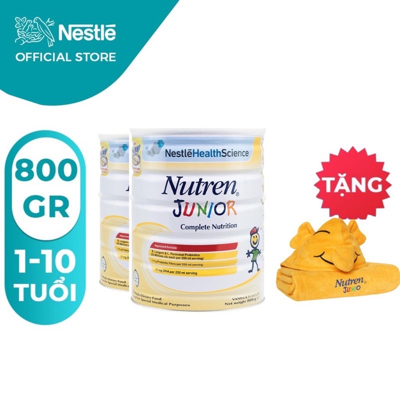 (CÓ QUÀ)SỮA BỘT NESTLE NUTREN JUNIOR 800GAM/LON