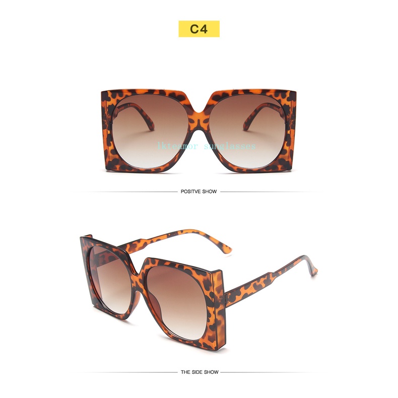 NEW Kính Mát Gọng Vuông Lớn Chống Tia Cực Tím Phong Cách Châu Âu