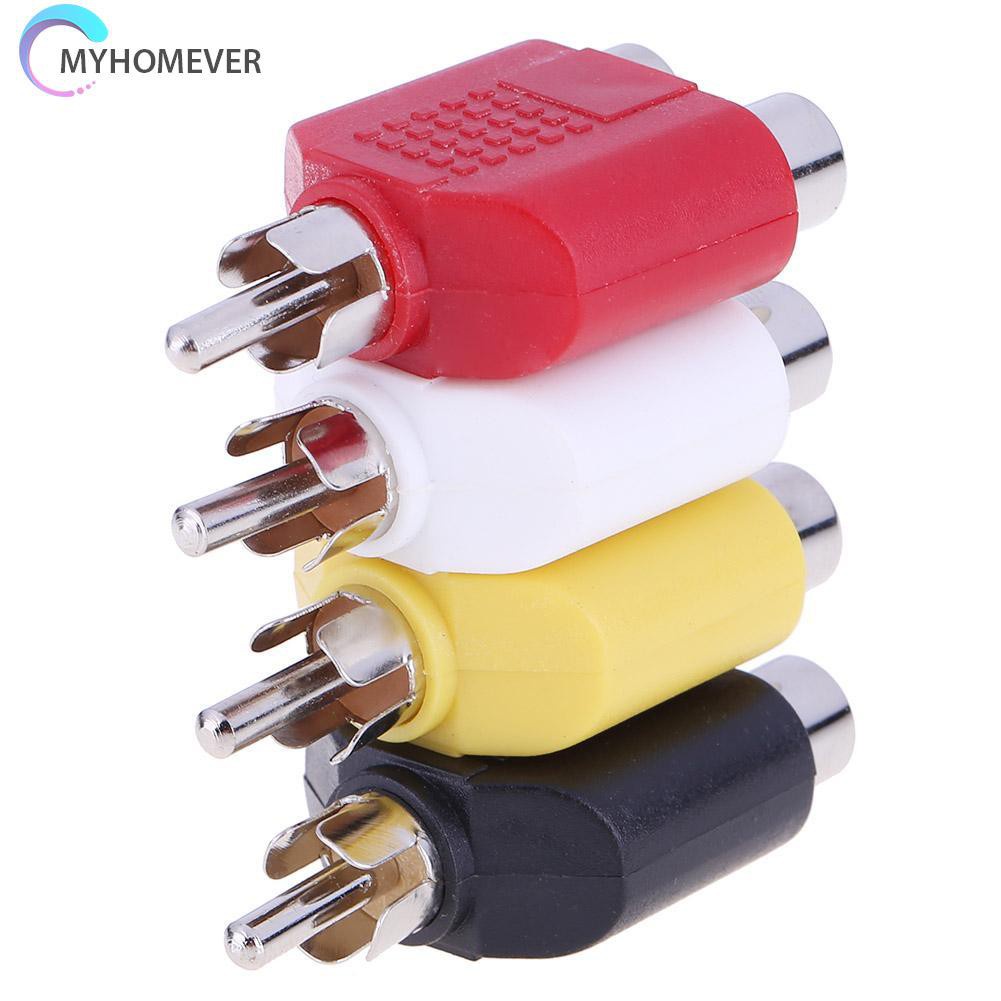 Set 4 Đầu Chuyển Đổi Từ 1 Đầu Cắm Sang 2 Ổ Cắm Rca 7mm