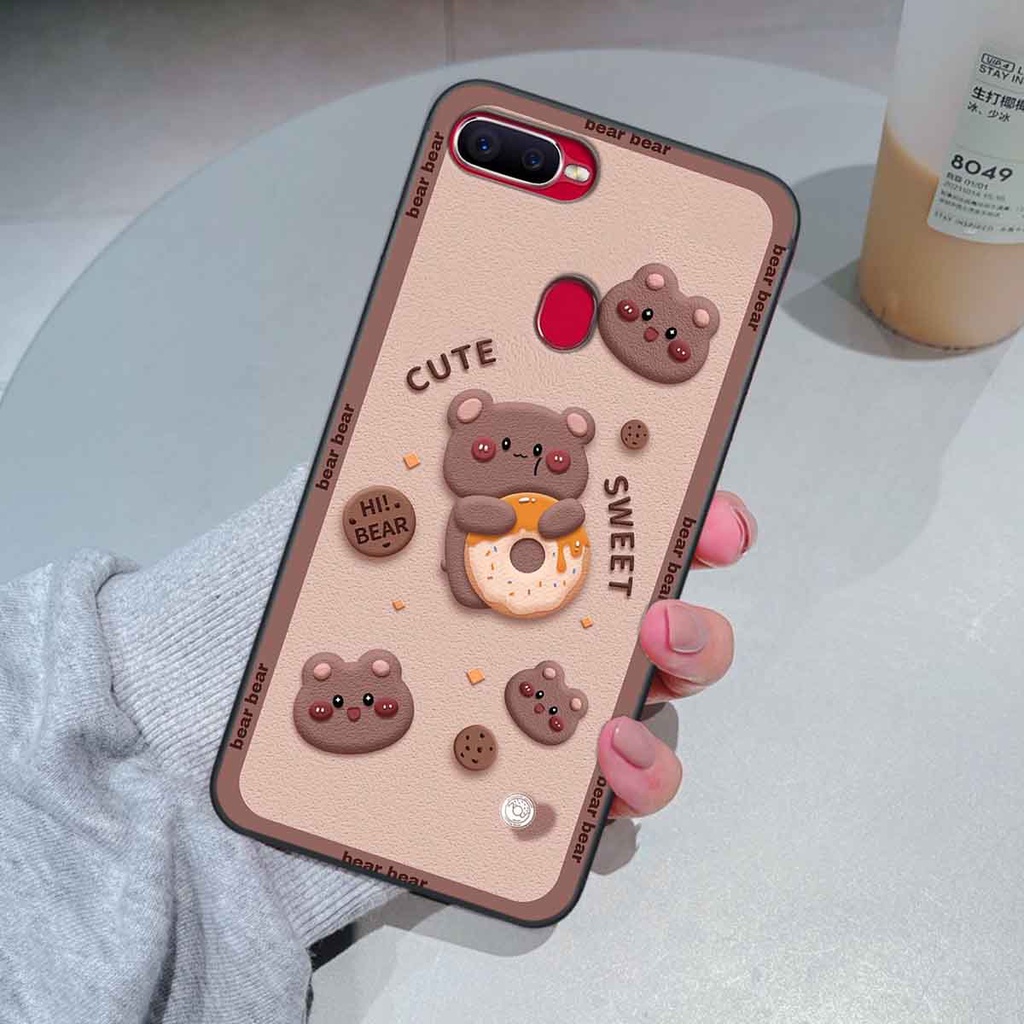 Ốp Oppo A5s / A7 / F9 / A12 bear brick, gấu đáng yêu, dễ thương