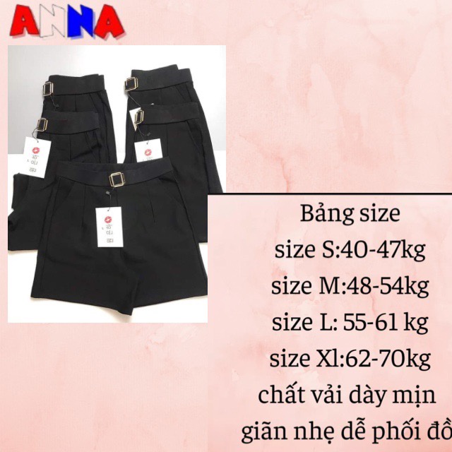 Quần đùi nữ đính logo cạp chun , quần sooc cạp cao chất umi dày đẹp  ANNA FASHION