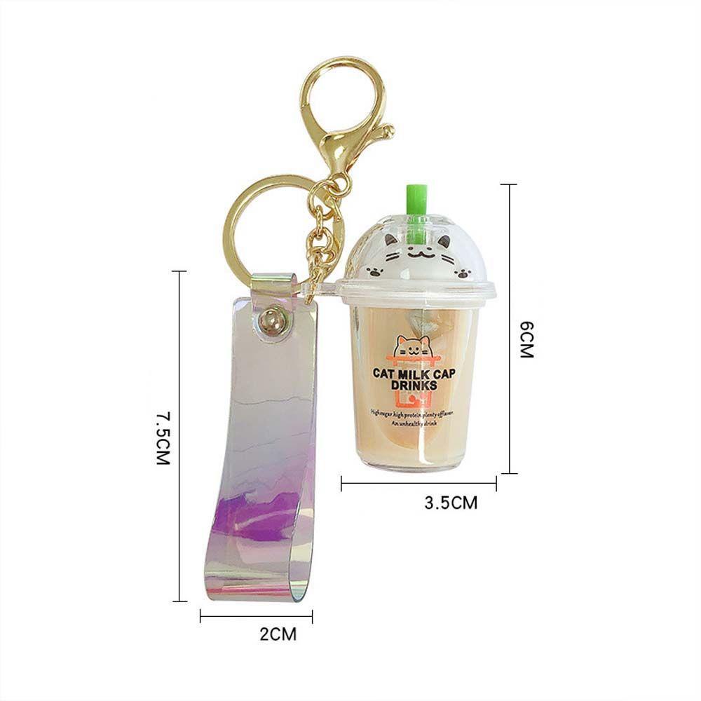 Móc Khóa Hình Ly Trà Sữa Bằng Acrylic In Chữ Và Mèo Dễ Thương Sáng Tạo
