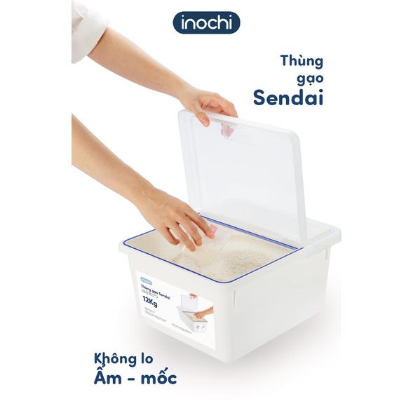 Thùng đựng gạo cao cấp nắp lật INOCHI SENDAI 12 lít