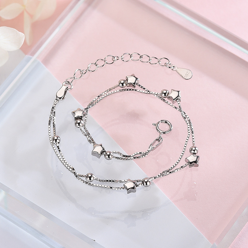 Vòng Tay Bạc 925 Mặt Ngôi Sao Phong Cách Cổ Điển Xinh Xắn