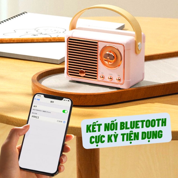 [Mã ELHACE giảm 4% đơn 300K] Loa Bluetooth HM11 - Loa Không Dây Kiểu Dáng Cổ Điển - Âm Thanh Sống Động