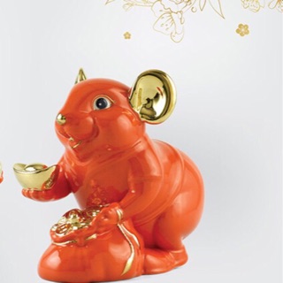 TƯỢNG CHUỘT MINH LONG 8 CM TRANG TRÍ VÀNG 24K
