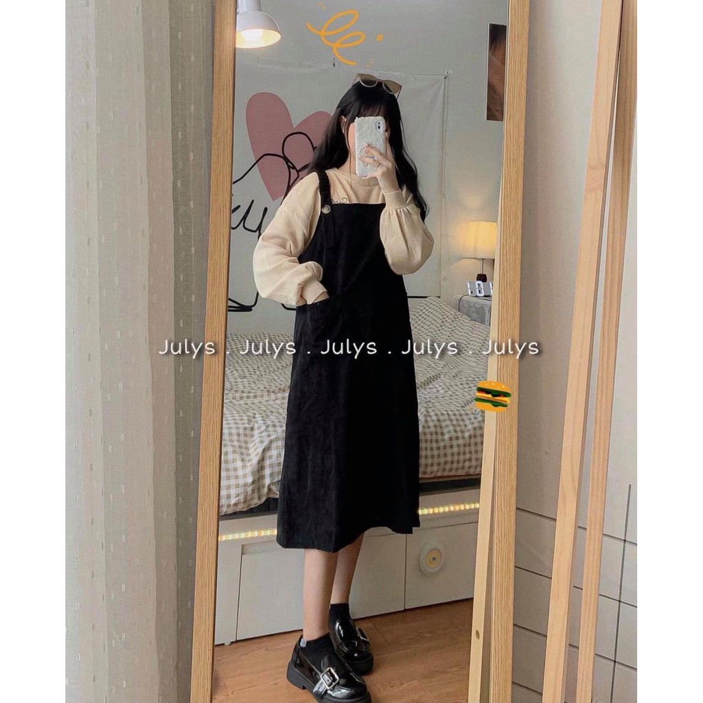 [Rẻ Vô Địch] Váy Yếm Nhung Dài 2 Màu( Có Ảnh Thật) | BigBuy360 - bigbuy360.vn