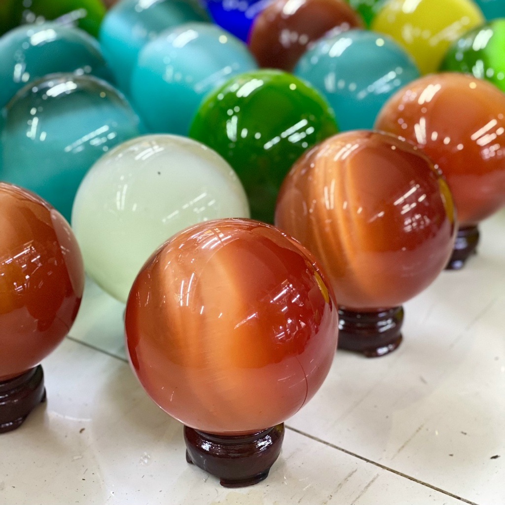 Bi Cầu Đá Phong Thủy, Quả Cầu Đá , Bi Mắt Mèo - Đường Kính 5cm & 6cm & 8cm & 10cm & 12cm