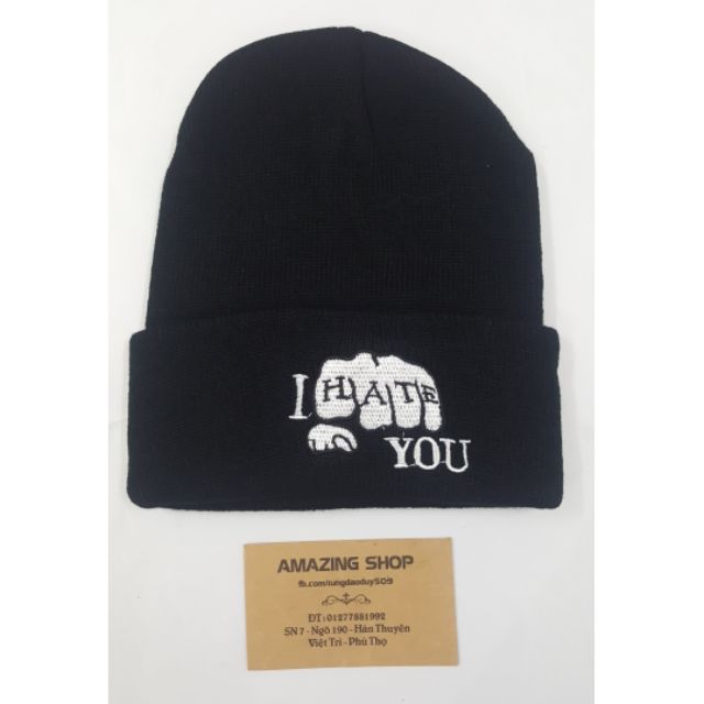 Mũ len I hate U (clip shop quay)