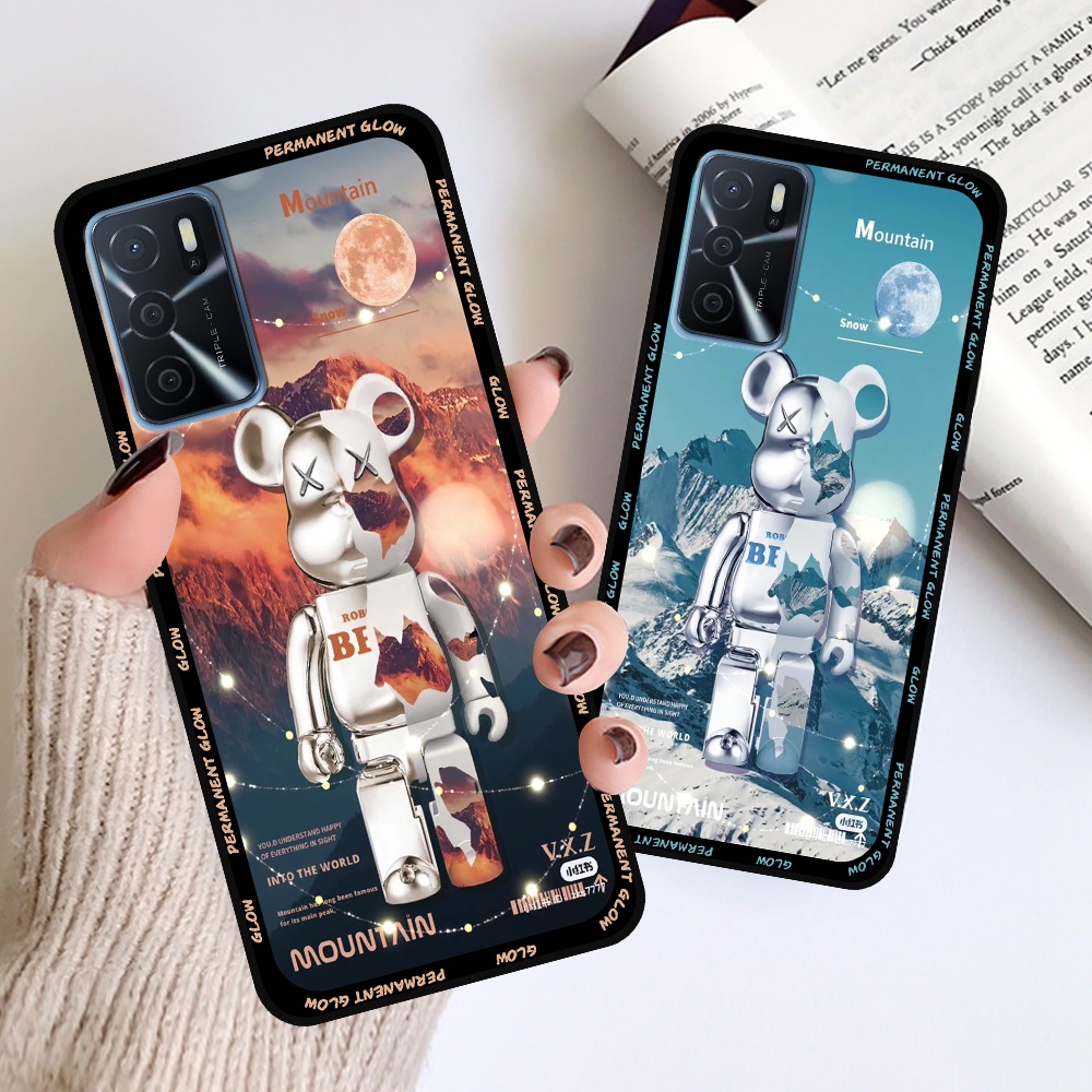 Ốp Oppo A16 / A16s in hình họa tiết Mountain, Be@rbrick dễ thương (T13 - T18)