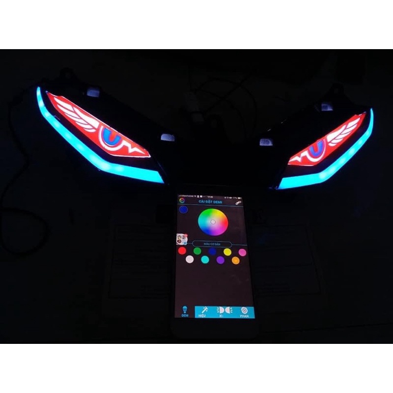 Audi A11 cú mèo gắn cho xe Exciter 150 - 2 màu xanh/đỏ