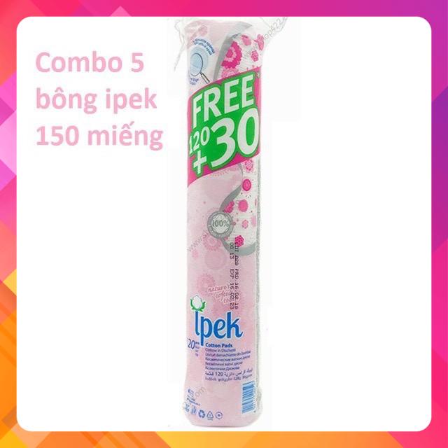 (COMBO 5 BỊCH)Bông Tẩy Trang 150 miếng Ipek- thổ nhĩ kỳ