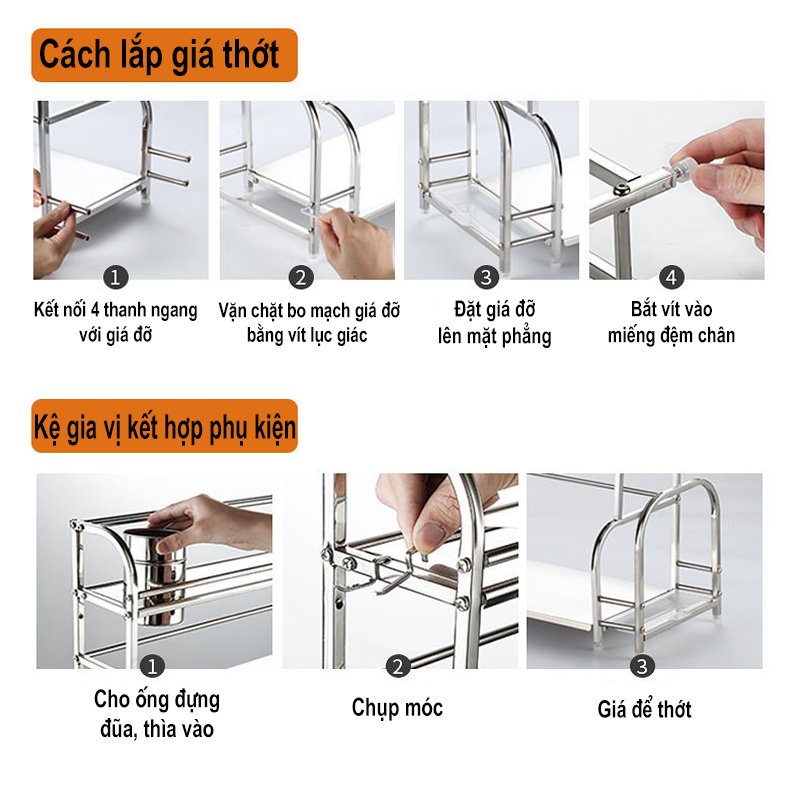 Kệ Gia Vị, Kệ Đựng Gia Vị Nhà Bếp Inox Đa Năng Tiện Gọn Chất Liệu Cao Cấp Chống Han Gỉ LEON OFFICIAL | BigBuy360 - bigbuy360.vn