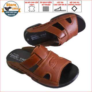 Dép Da Nam Quai Ngang Trung Tuổi Da Bò Cao Cấp 65X3