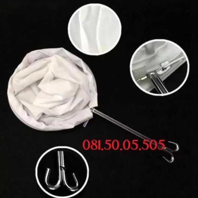 Túi lọc sữa hạt, túi lọc trà có quai inox có 3 kích thước Sai số kích thước +/-1cm.Vợt lọc trà vải , quai T268H