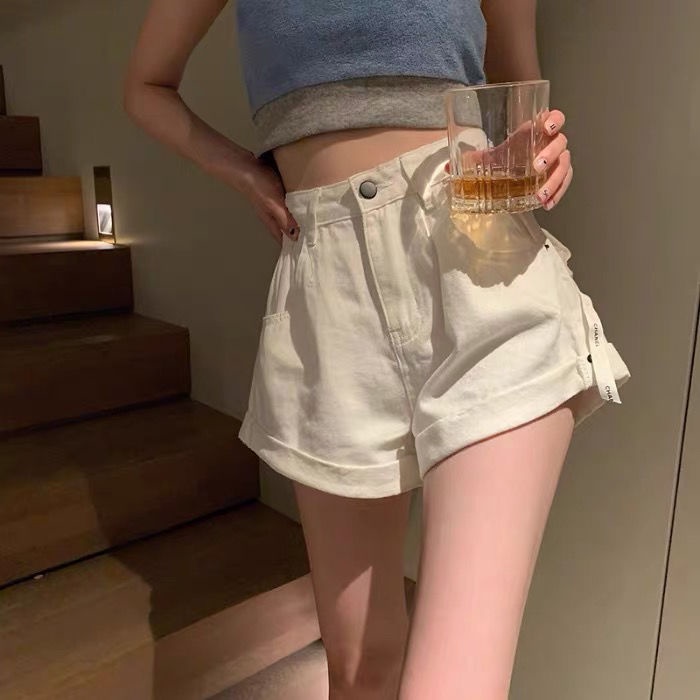 Quần Short Denim Lưng Cao Ống Rộng Thời Trang Mùa Hè Cho Nữ