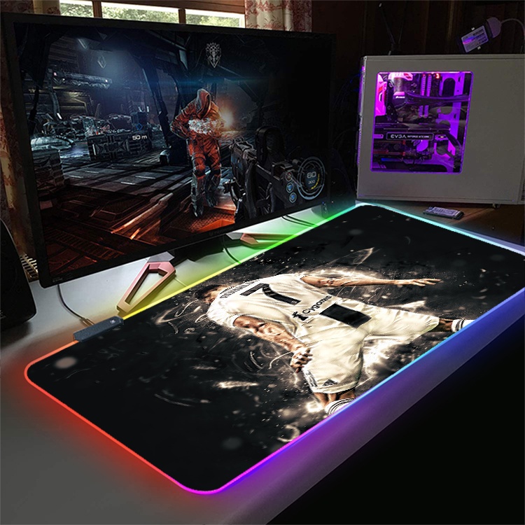 Lót Chuột, Pad Chuột LED RGB Custom Ronaldo, Messi, Neymar Size 80x30