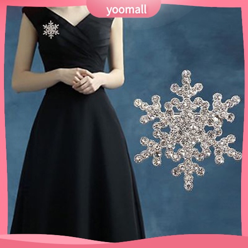 Ghim cài áo nữ hình bông tuyết đính đá thanh lịch thời trang