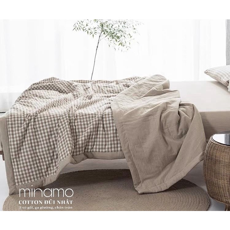 Bộ chăn ga gối Cotton Đũi Nhật Minamo cao cấp, siêu mềm mại, không kích ứng da, không phai màu - D10 | BigBuy360 - bigbuy360.vn