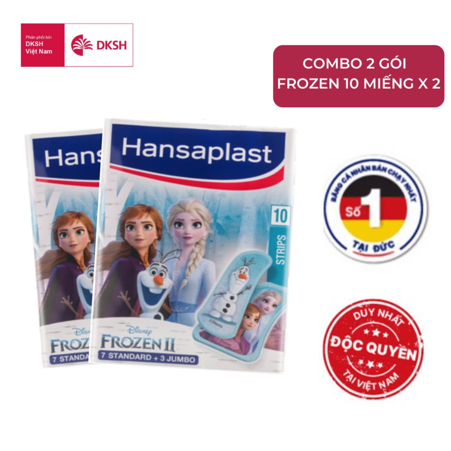 Combo 2 Gói Băng cá nhân Hansaplast Disney Frozen II gói 10 miếng,Thương hiệu số 1 của Đức