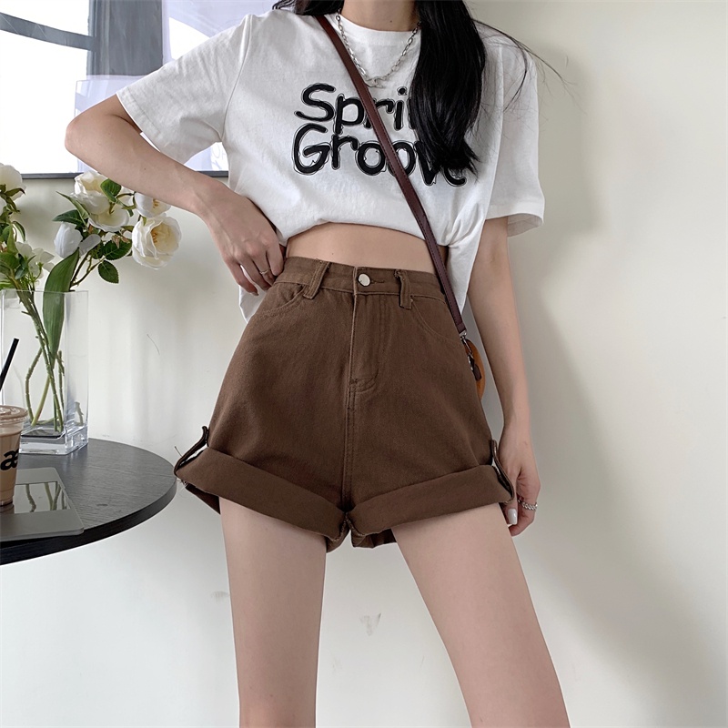 Quần Short Jean Lưng Cao Plus Size Cho Nữ