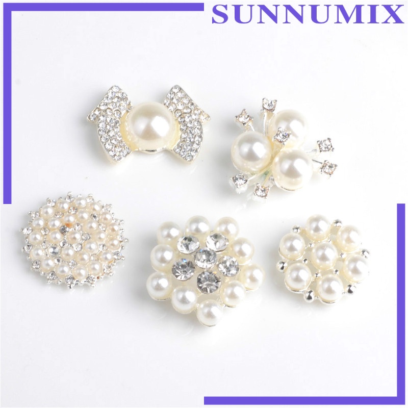 Set 2x5 Nút Bấm Đính Đá Ngọc Trai Nhân Tạo Thời Trang