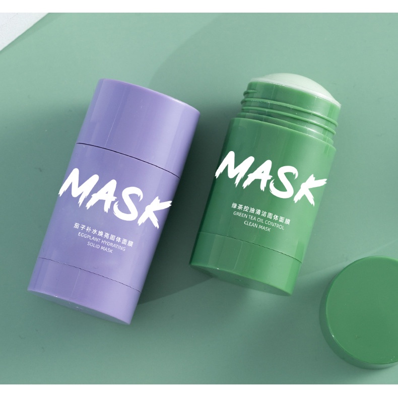 Mặt nạ bùn CYCY Solid Mask chiết xuất trà xanh & cà tím dạng lăn giảm mụn đầu đen làm sáng da 40g - Hàng nội địa Trung