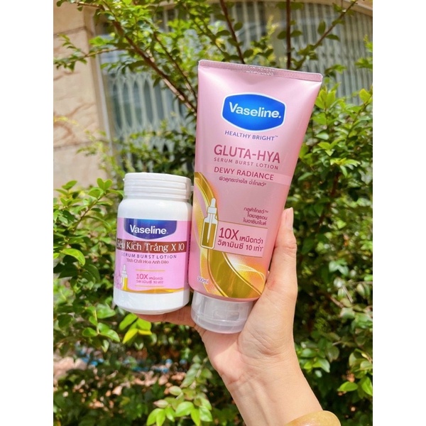 Combo Dưỡng Thể Vaseline Gluta + Kích Trắng Vaseline X10