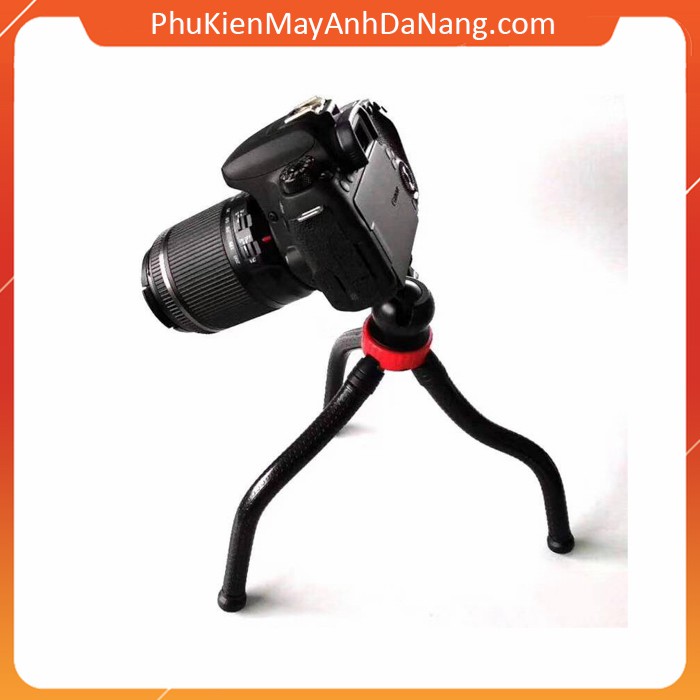 [Tặng kẹp điện thoại] Tripod nhện (bạch tuộc) dùng cho điện thoại và máy ảnh màu đen đỏ