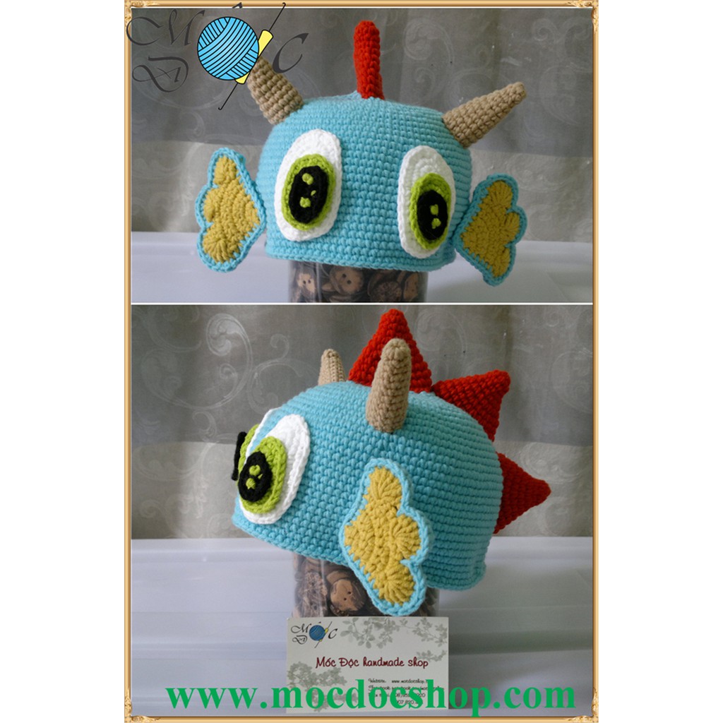 Nón len handmade cho bé - rồng - 0-12 tháng