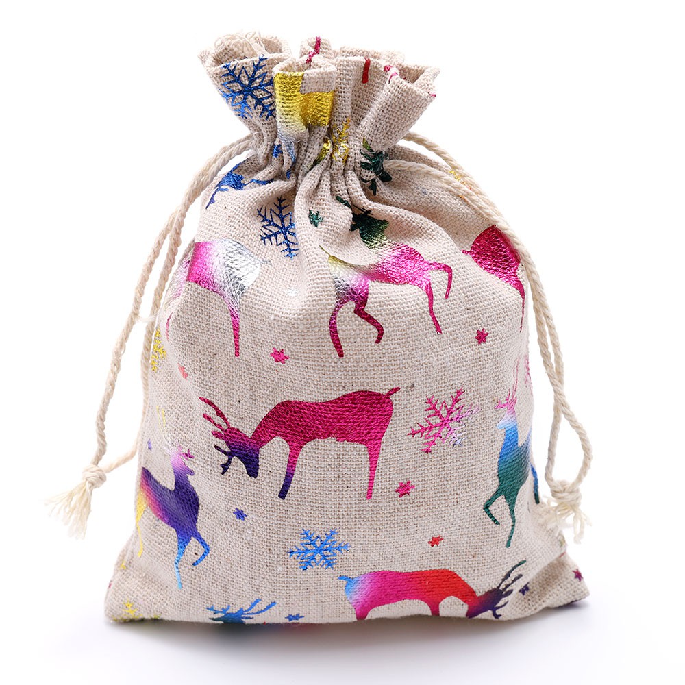 Túi rút dây đựng quà giáng sinh chất liệu lanh