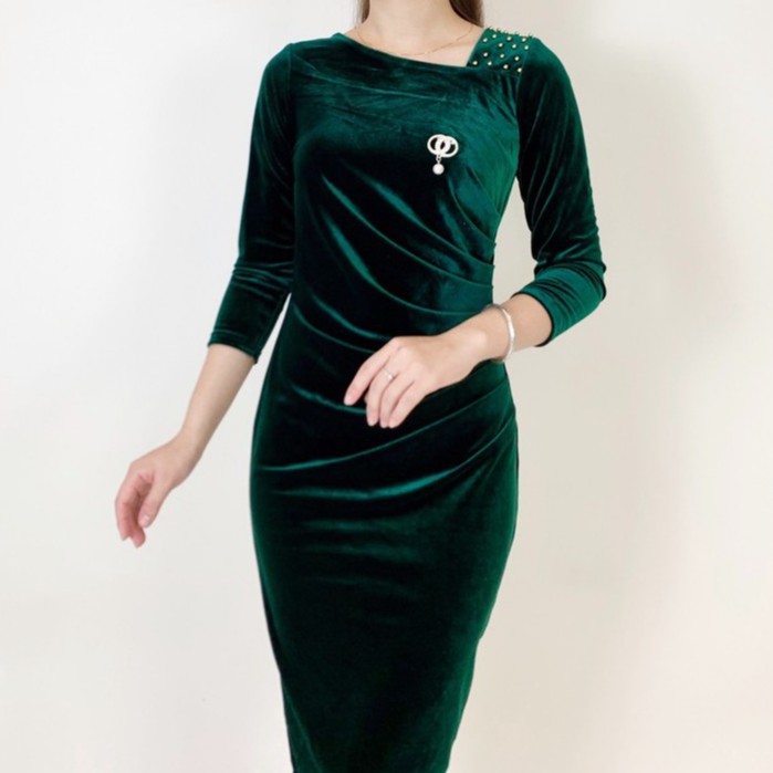 Váy body nhung tuyết ly eo tay bồng Emvy - K20 | BigBuy360 - bigbuy360.vn