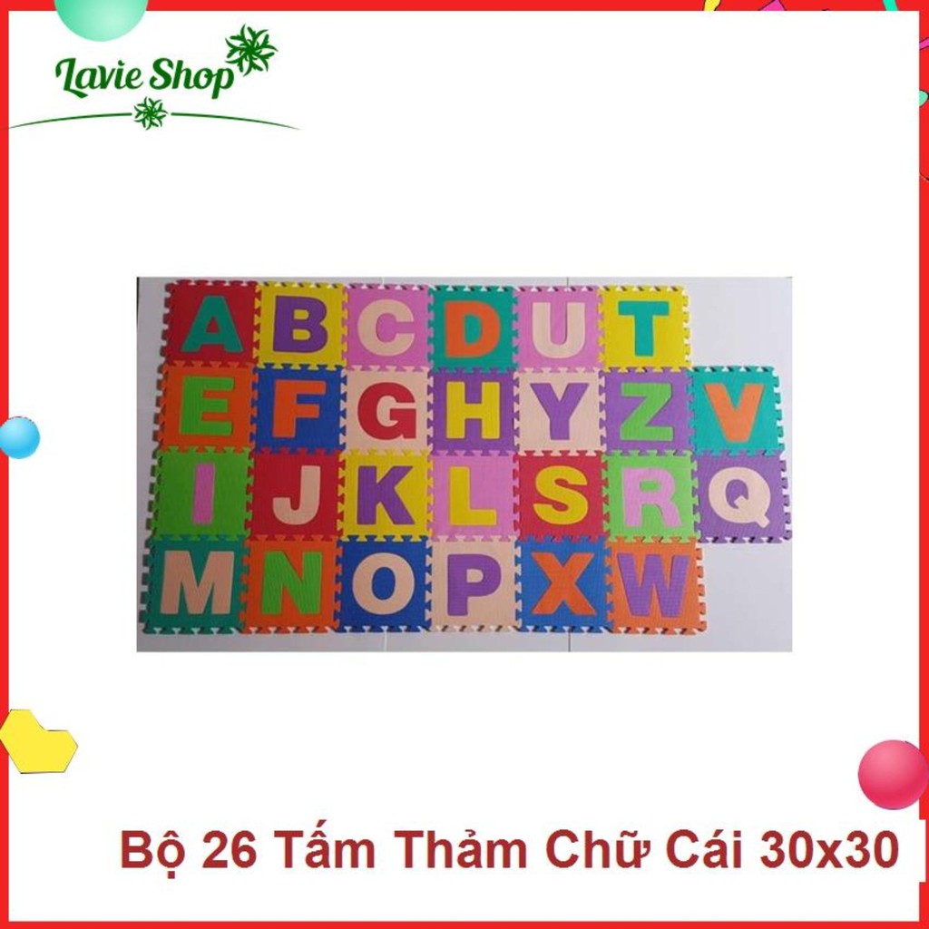  Bộ 26 Miếng Thảm Xốp chữ cái kích thước 30x30 cm/1 miếng