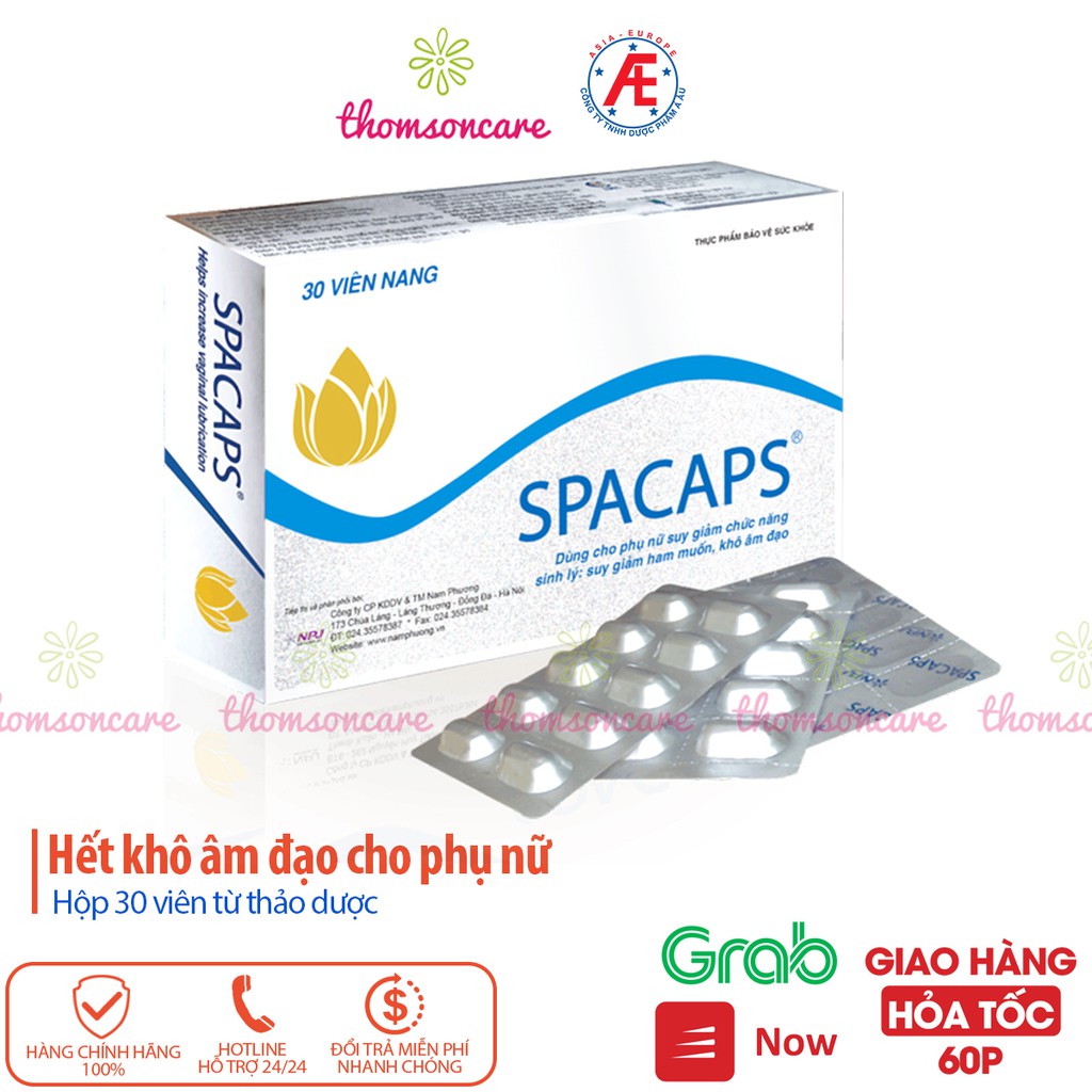 Spacaps hỗ trợ sinh lý nữ - giảm khô hạn, tăng dịch tiết, nội tiết tố từ mầm đậu nành, hà thủ ô