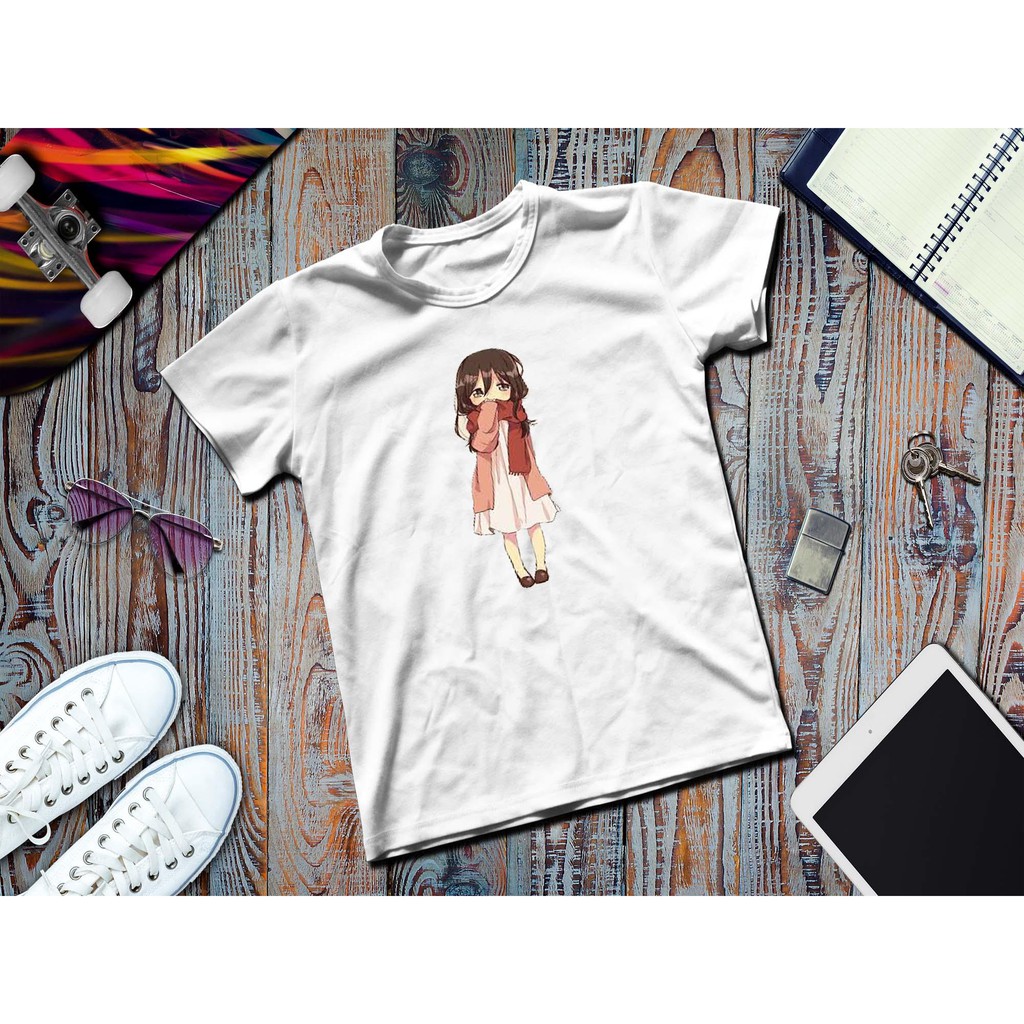 Áo thun in hình chibi cô né quàng khăn dễ thương