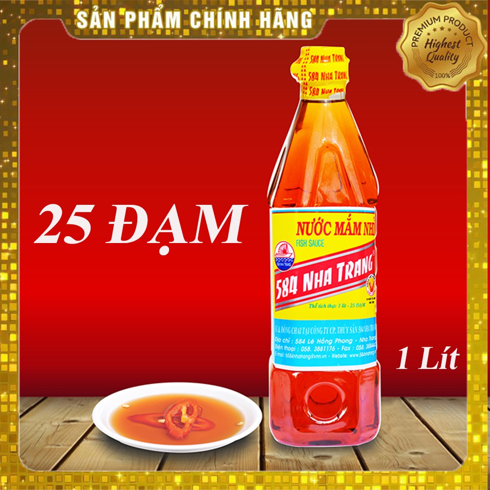 1 Lít Nước mắm Nhỉ Cá cơm - 584 Nha Trang - Loại 25 độ đạm, Date mới nhất